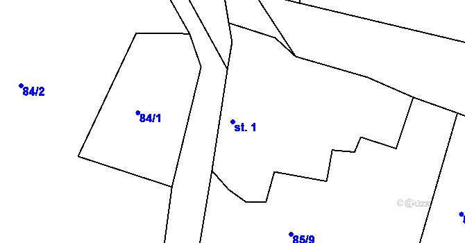 Parcela st. 1 v KÚ Uhlířská Lhota, Katastrální mapa