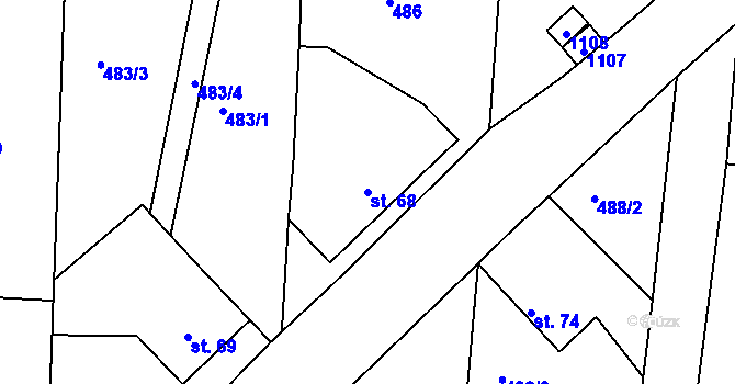 Parcela st. 68 v KÚ Uhlířská Lhota, Katastrální mapa