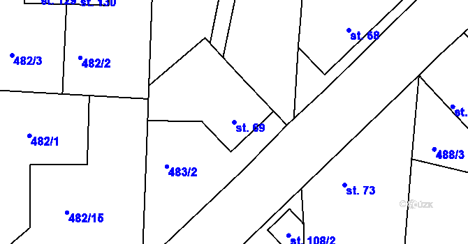 Parcela st. 69 v KÚ Uhlířská Lhota, Katastrální mapa