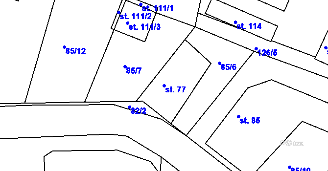 Parcela st. 77 v KÚ Uhlířská Lhota, Katastrální mapa