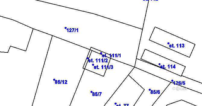 Parcela st. 111/1 v KÚ Uhlířská Lhota, Katastrální mapa