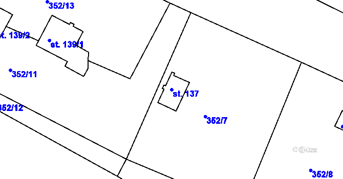 Parcela st. 137 v KÚ Uhlířská Lhota, Katastrální mapa