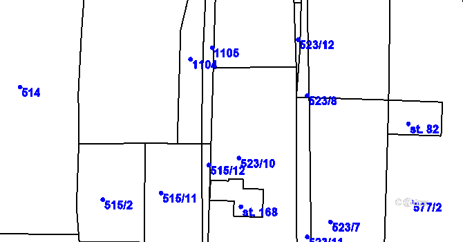 Parcela st. 523/5 v KÚ Uhlířská Lhota, Katastrální mapa