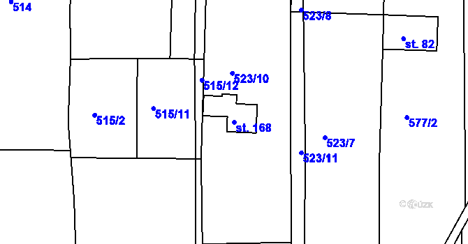 Parcela st. 168 v KÚ Uhlířská Lhota, Katastrální mapa