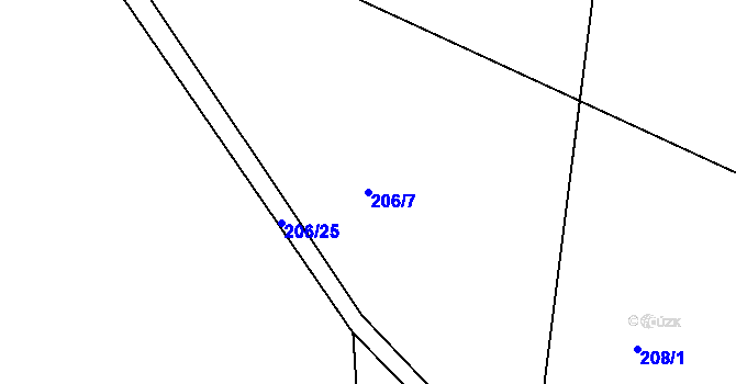 Parcela st. 206/7 v KÚ Bláto, Katastrální mapa