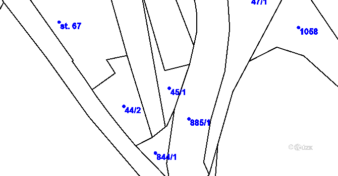 Parcela st. 45/1 v KÚ Janovická Lhota, Katastrální mapa