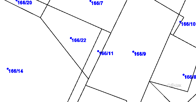 Parcela st. 166/11 v KÚ Janovická Lhota, Katastrální mapa