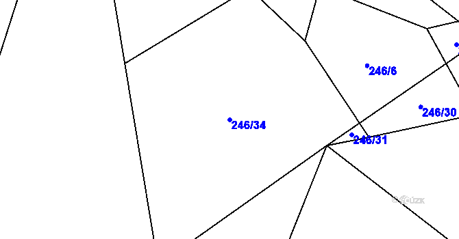 Parcela st. 246/34 v KÚ Janovická Lhota, Katastrální mapa