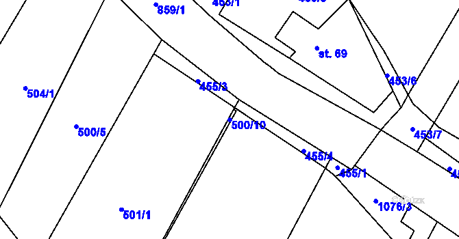 Parcela st. 500/10 v KÚ Janovická Lhota, Katastrální mapa