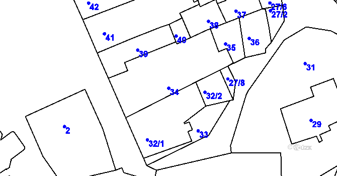 Parcela st. 34 v KÚ Uhlířské Janovice, Katastrální mapa
