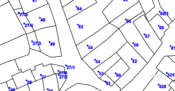 Parcela st. 55 v KÚ Uhlířské Janovice, Katastrální mapa