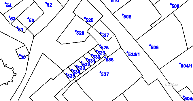 Parcela st. 529 v KÚ Uhlířské Janovice, Katastrální mapa