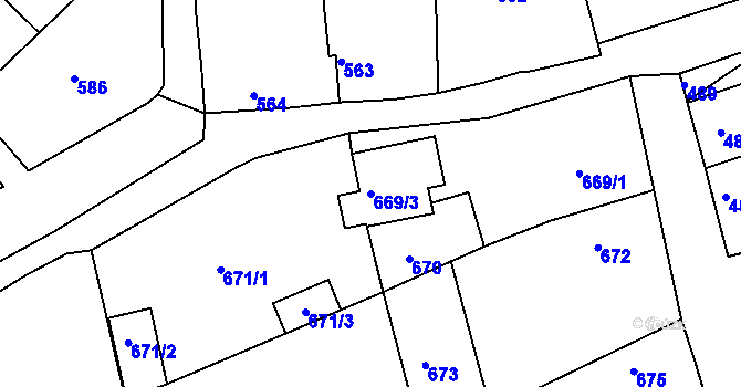 Parcela st. 669/3 v KÚ Uhlířské Janovice, Katastrální mapa