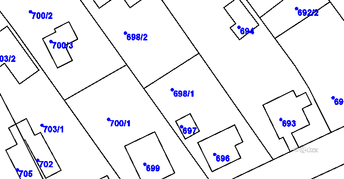 Parcela st. 698/1 v KÚ Uhlířské Janovice, Katastrální mapa