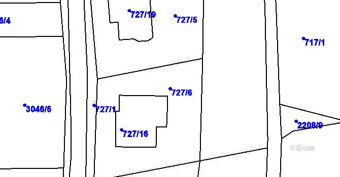 Parcela st. 727/6 v KÚ Uhlířské Janovice, Katastrální mapa