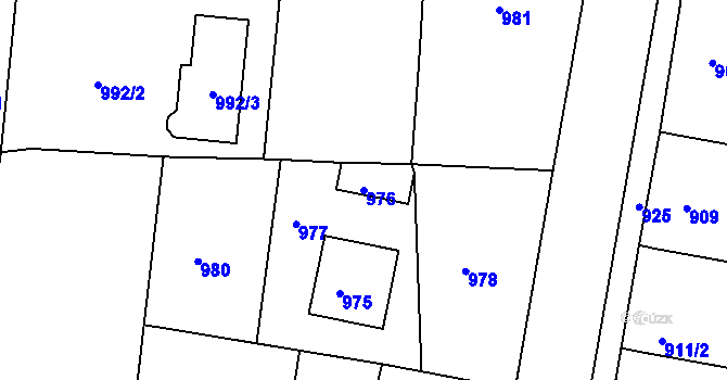 Parcela st. 976 v KÚ Uhlířské Janovice, Katastrální mapa