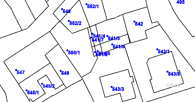 Parcela st. 541/5 v KÚ Uhlířské Janovice, Katastrální mapa