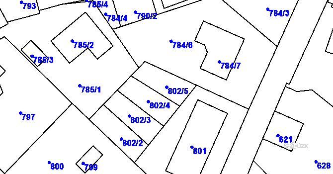 Parcela st. 802/5 v KÚ Uhlířské Janovice, Katastrální mapa