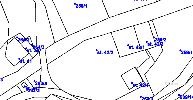 Parcela st. 42/2 v KÚ Úholičky, Katastrální mapa