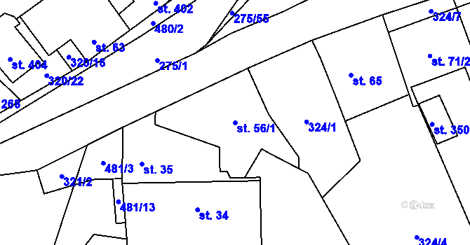 Parcela st. 56/1 v KÚ Úholičky, Katastrální mapa