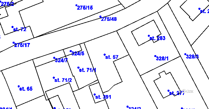 Parcela st. 57 v KÚ Úholičky, Katastrální mapa