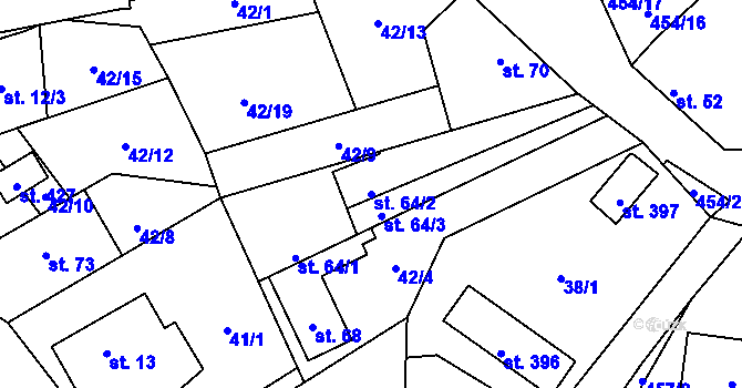 Parcela st. 64/2 v KÚ Úholičky, Katastrální mapa