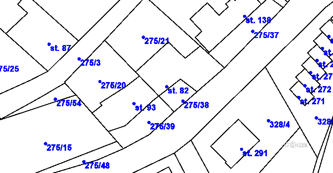 Parcela st. 82 v KÚ Úholičky, Katastrální mapa