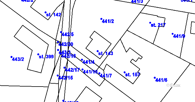 Parcela st. 143 v KÚ Úholičky, Katastrální mapa