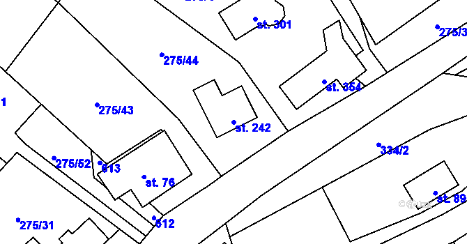 Parcela st. 242 v KÚ Úholičky, Katastrální mapa
