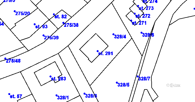 Parcela st. 291 v KÚ Úholičky, Katastrální mapa