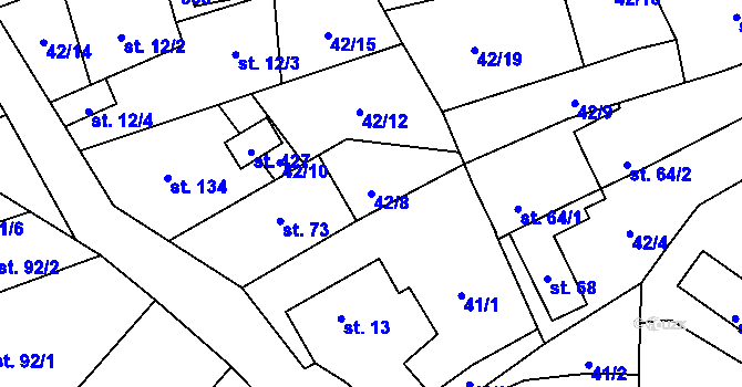Parcela st. 42/8 v KÚ Úholičky, Katastrální mapa