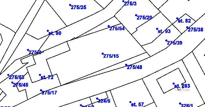 Parcela st. 275/15 v KÚ Úholičky, Katastrální mapa