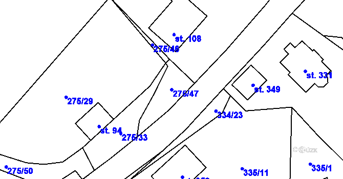 Parcela st. 275/47 v KÚ Úholičky, Katastrální mapa