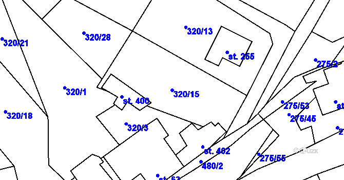 Parcela st. 320/15 v KÚ Úholičky, Katastrální mapa