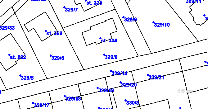 Parcela st. 329/8 v KÚ Úholičky, Katastrální mapa