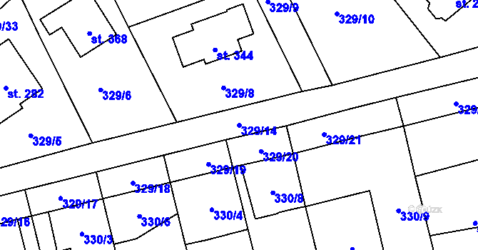 Parcela st. 329/14 v KÚ Úholičky, Katastrální mapa