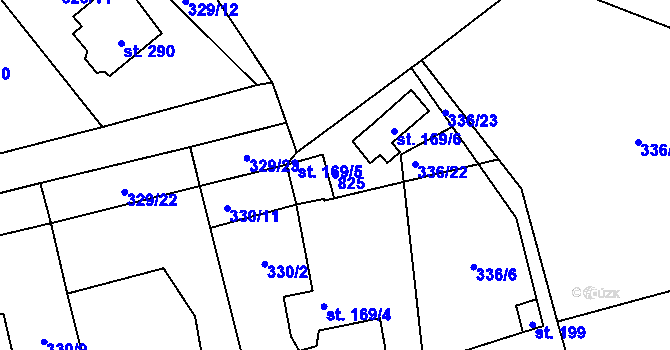 Parcela st. 825 v KÚ Úholičky, Katastrální mapa
