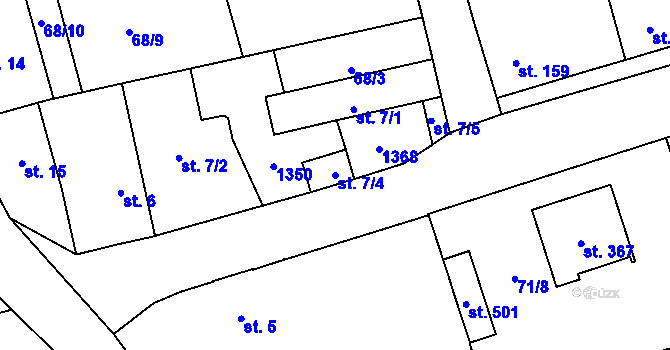 Parcela st. 7/4 v KÚ Úhonice, Katastrální mapa
