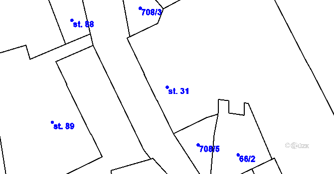 Parcela st. 31 v KÚ Úhonice, Katastrální mapa