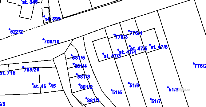 Parcela st. 47/3 v KÚ Úhonice, Katastrální mapa