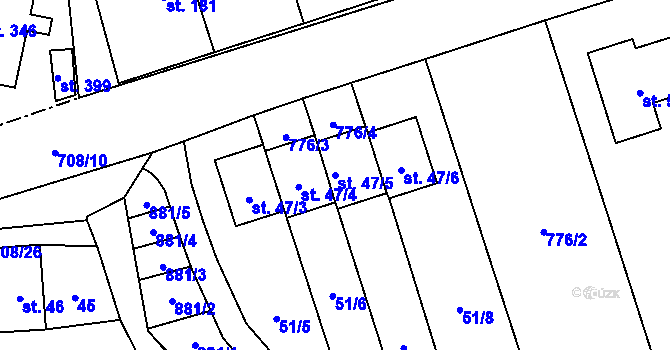 Parcela st. 47/5 v KÚ Úhonice, Katastrální mapa