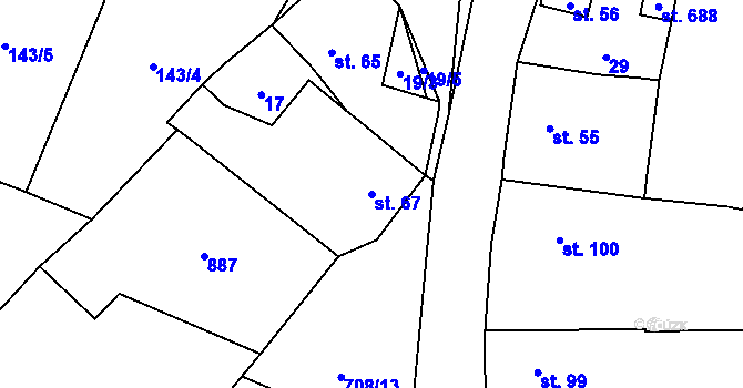 Parcela st. 67 v KÚ Úhonice, Katastrální mapa