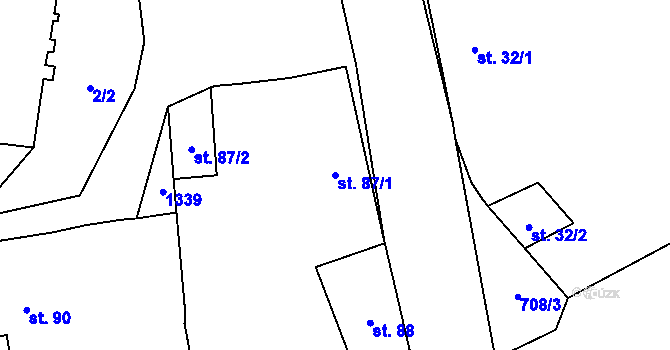 Parcela st. 87/1 v KÚ Úhonice, Katastrální mapa