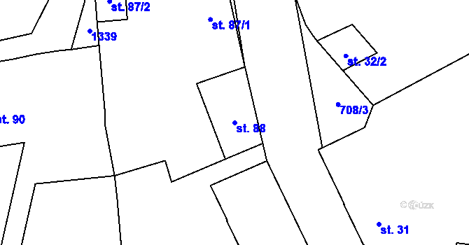 Parcela st. 88 v KÚ Úhonice, Katastrální mapa