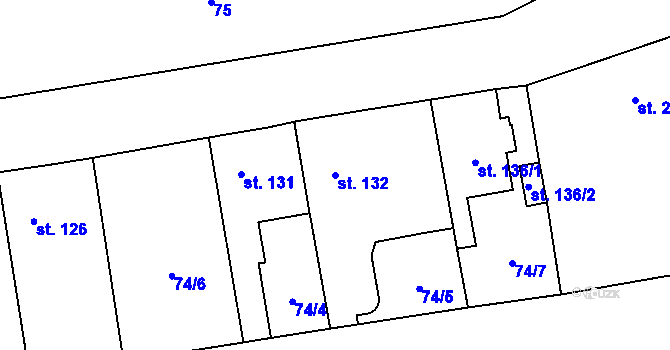Parcela st. 132 v KÚ Úhonice, Katastrální mapa