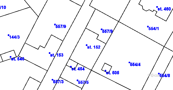 Parcela st. 152 v KÚ Úhonice, Katastrální mapa