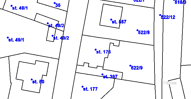 Parcela st. 176 v KÚ Úhonice, Katastrální mapa