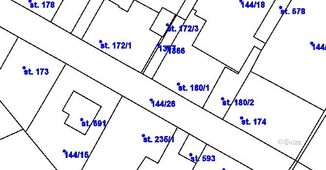 Parcela st. 180 v KÚ Úhonice, Katastrální mapa