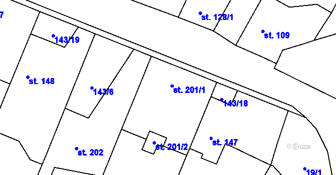Parcela st. 201 v KÚ Úhonice, Katastrální mapa
