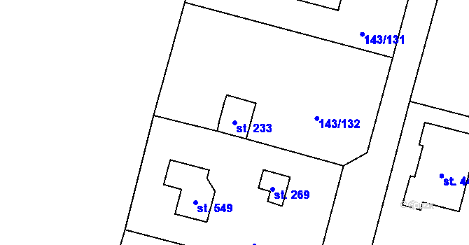 Parcela st. 233 v KÚ Úhonice, Katastrální mapa